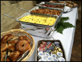 catered open air breakfast with NY bagels and hot breakfast food