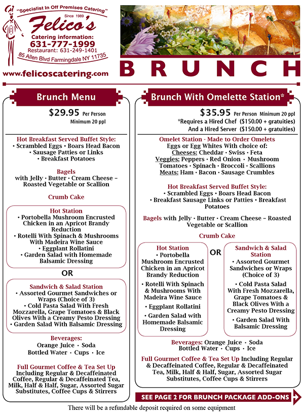 Traditional Brunch Menu