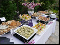 wedding cocktail hour catering with all appetizers displayed on small plates