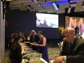 people lining up for buffet at a catered wedding